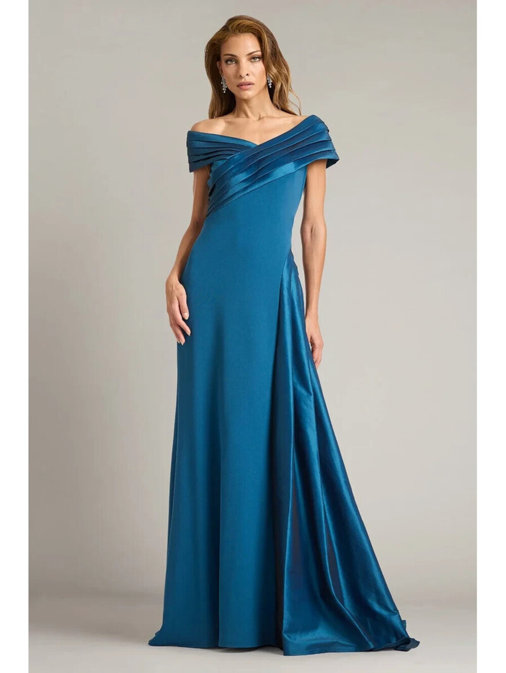 NEW Tadashi Shoji Elysian Draped Overlay Train Gown in Cerulean Sz 10 #LD586 - Picture 2 of 9